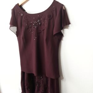 Sandra Darren beaded applique skirt and top